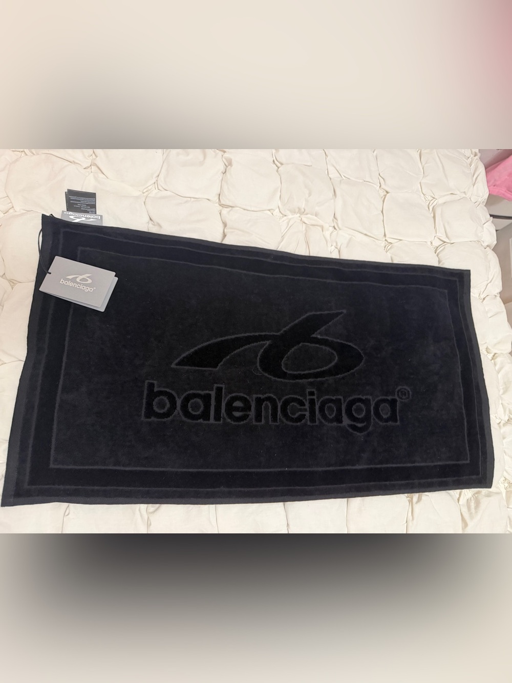 2x Balenciaga TechWear Jacquard Cotton HAND Towel – Black – BNWT